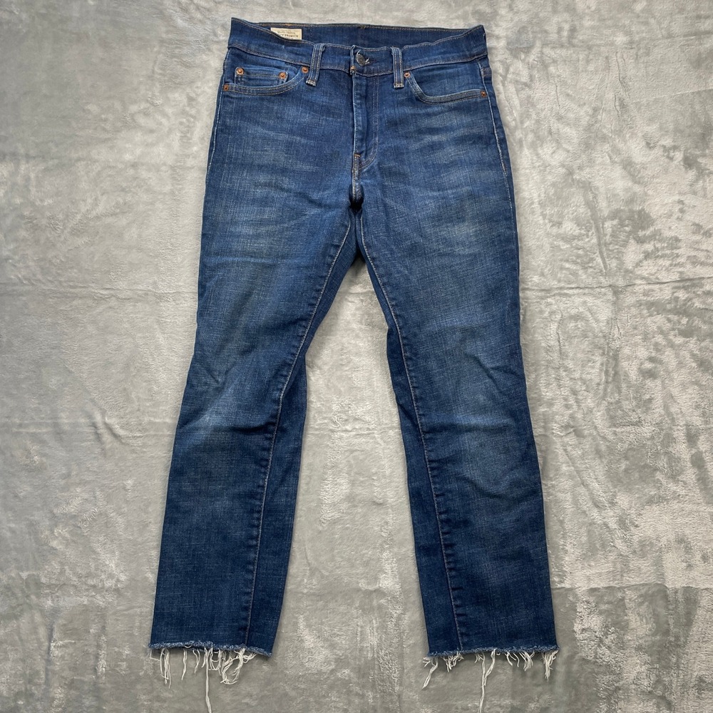 VTG Levi Strauss 511 Mens Dark Wash Waterless Jeans Big E Distressed Raw Hem